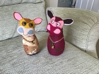 animals and toys made by Barbara Bennett during her convalescence after having a complete knee replacement in April 2021.